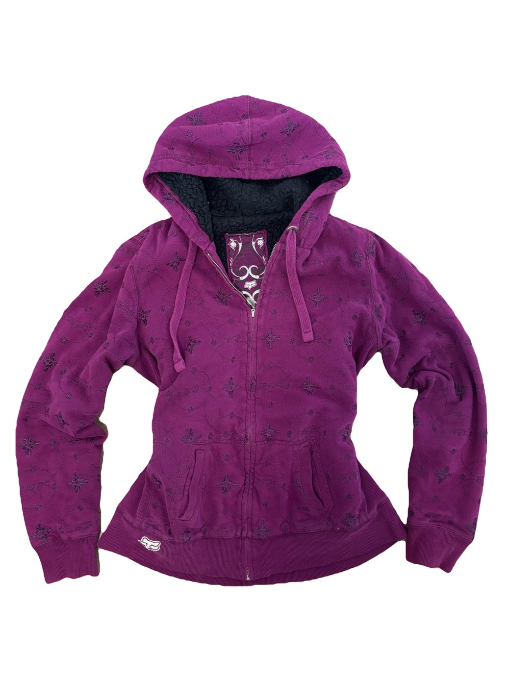 Early 2000’s Y2K Fox Purple Zip-Up Hooded Sweatshirt